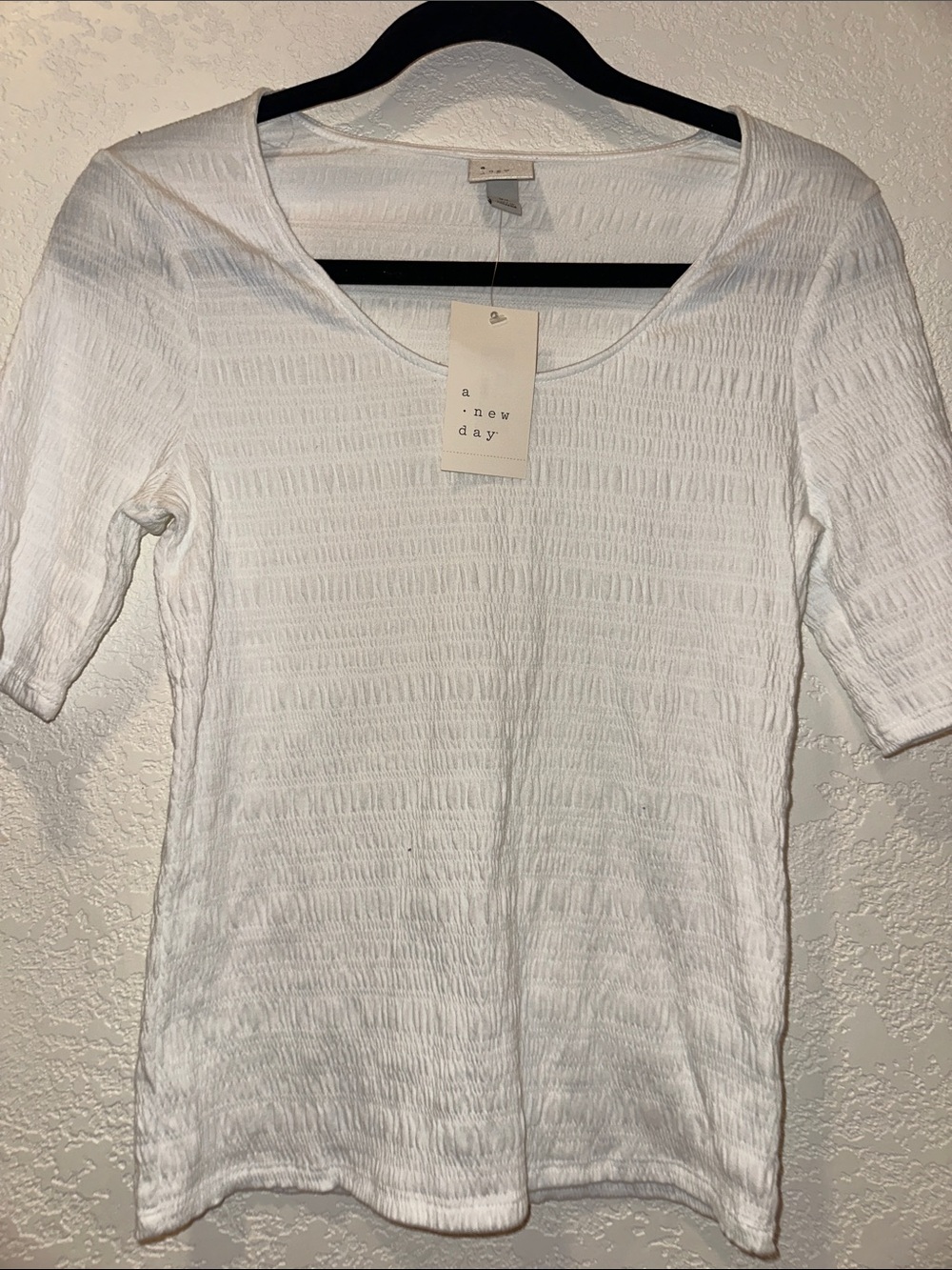 a new day White Textured Scoop Neck Short Sleeve Top